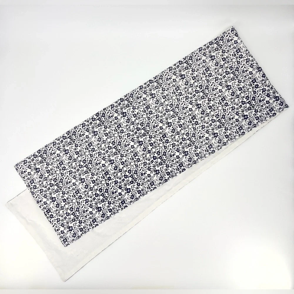 Sur la Table Floral Blue and Cream Cotton Table Runner 84 x 14